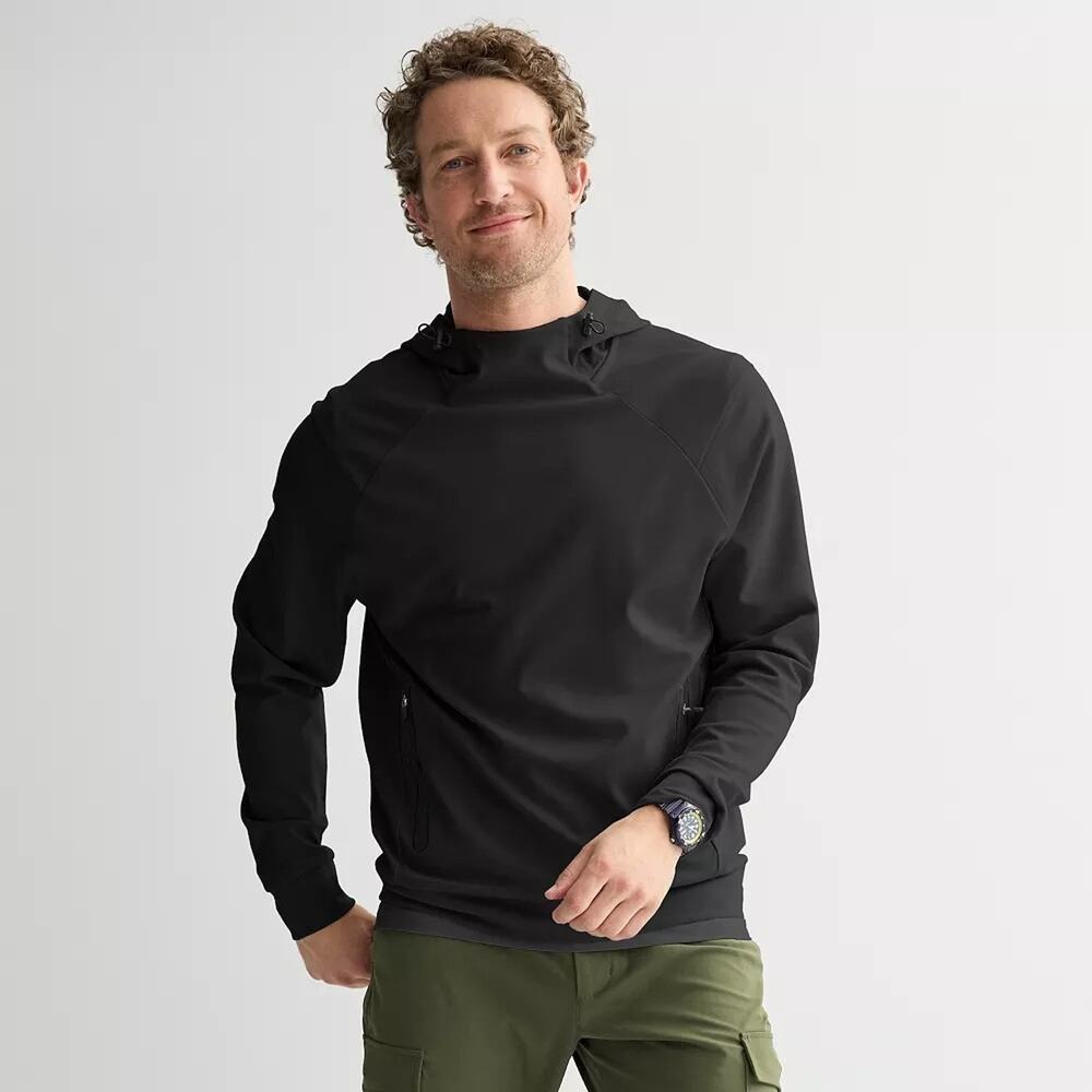 Tek Gear Performance Ponte Hoodie Mens XXL Black Rayon Nylon Stretch Zip Pockets